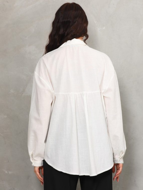 Ara Dantel Şerit Detaylı Gömlek