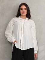 Ara Dantel Şerit Detaylı Gömlek