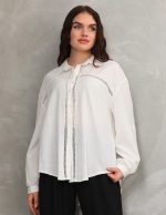 Ara Dantel Şerit Detaylı Gömlek