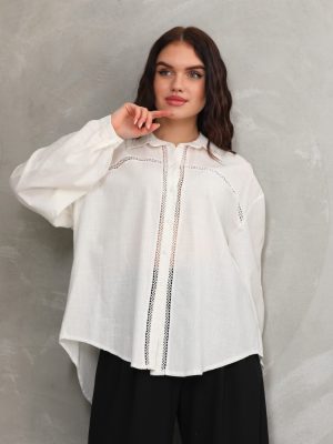 Ara Dantel Şerit Detaylı Gömlek