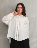 Ara Dantel Şerit Detaylı Gömlek