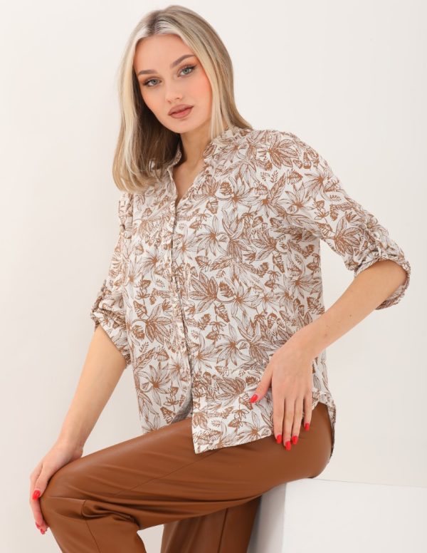 C Yaka Kolları Apoletli Gömlek