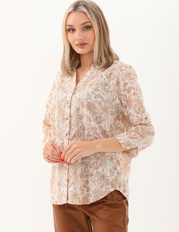 C Yaka Kolları Apoletli Gömlek