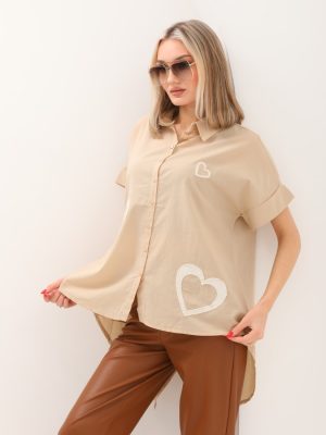Kalp Nakış Detaylı Gömlek