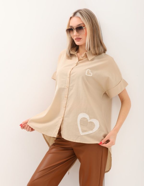 Kalp Nakış Detaylı Gömlek
