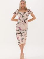 Önden Yırtmaçlı Balon Kol Detaylı Elbise