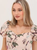 Önden Yırtmaçlı Balon Kol Detaylı Elbise