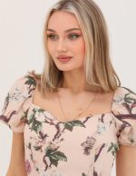 Önden Yırtmaçlı Balon Kol Detaylı Elbise