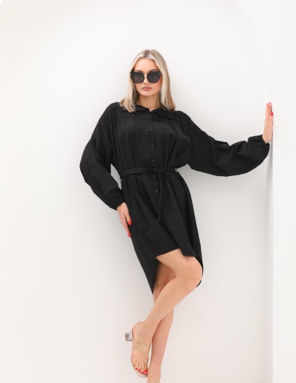 Robası Nakış Detaylı Kemerli Elbise