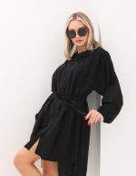 Robası Nakış Detaylı Kemerli Elbise