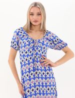 Yakası Büzmeli Uzun Elbise