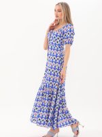 Yakası Büzmeli Uzun Elbise