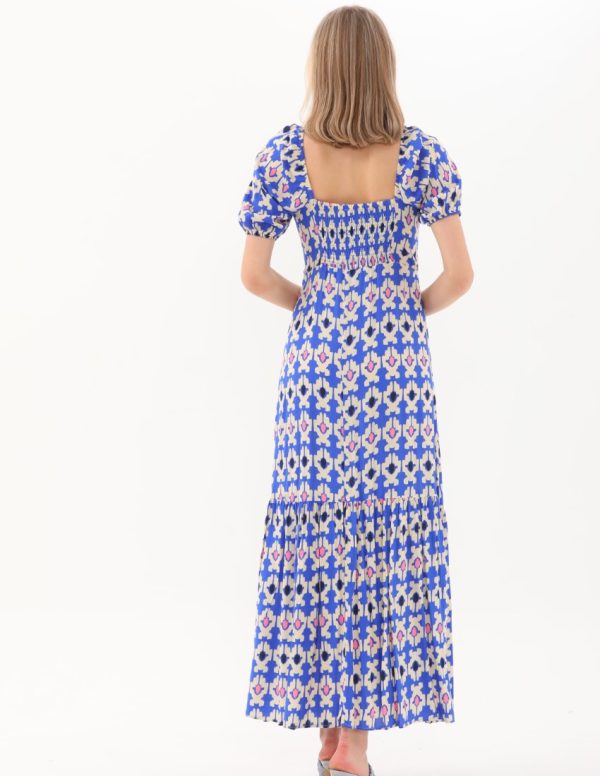 Yakası Büzmeli Uzun Elbise