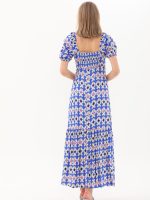 Yakası Büzmeli Uzun Elbise