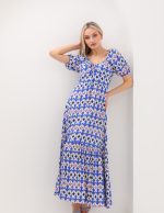 Yakası Büzmeli Uzun Elbise