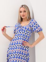 Yakası Büzmeli Uzun Elbise