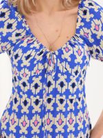 Yakası Büzmeli Uzun Elbise