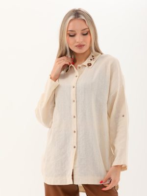 Yakası Taş İşleme Detaylı Gömlek