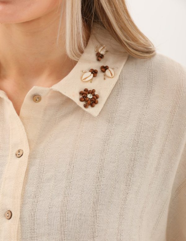 Yakası Taş İşleme Detaylı Gömlek