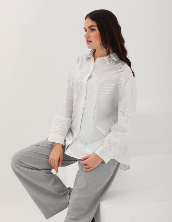 Çizgi Varak Desenli Gömlek