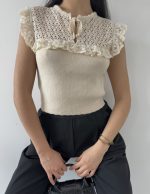 Dantel Brode Detaylı Triko Bluz