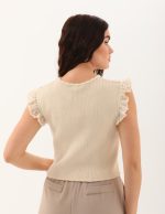 Dantel Brode Detaylı Triko Bluz