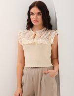 Dantel Brode Detaylı Triko Bluz