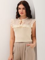 Dantel Brode Detaylı Triko Bluz