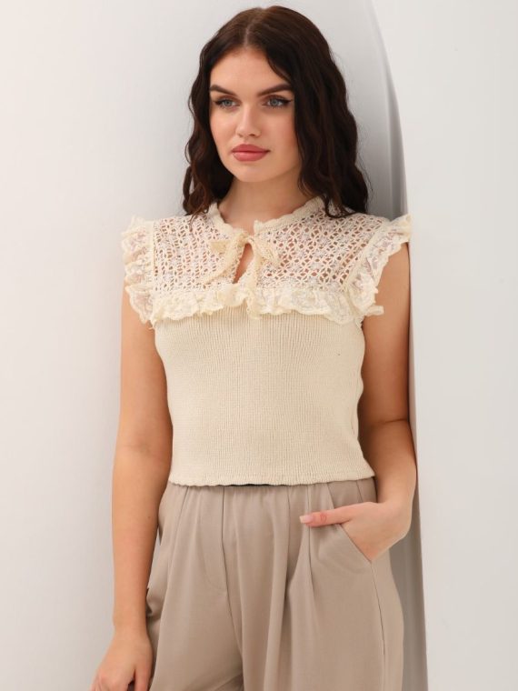 Dantel Brode Detaylı Triko Bluz