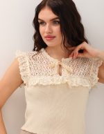 Dantel Brode Detaylı Triko Bluz