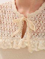 Dantel Brode Detaylı Triko Bluz