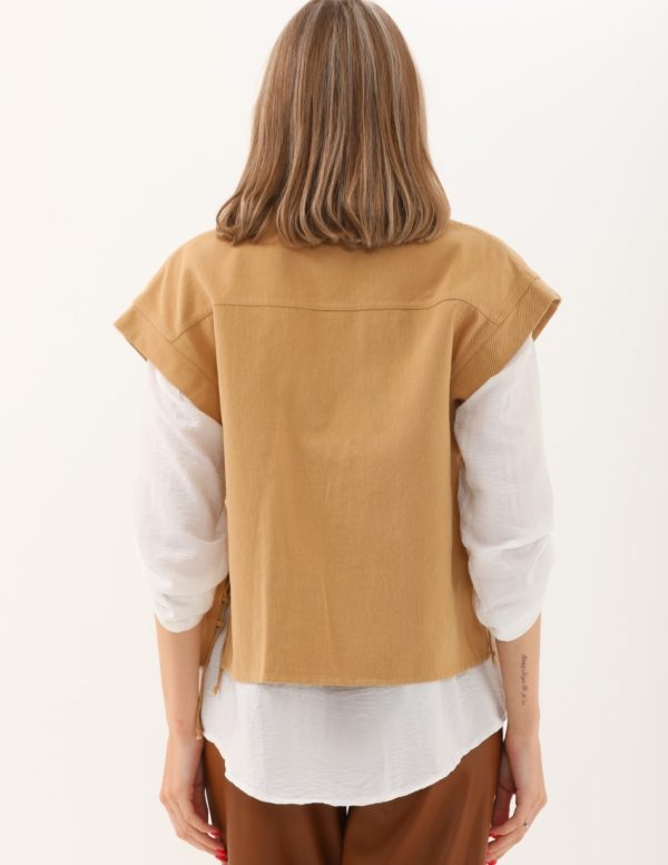 Düşük Kollu Yandan Bağcıklı Yelek