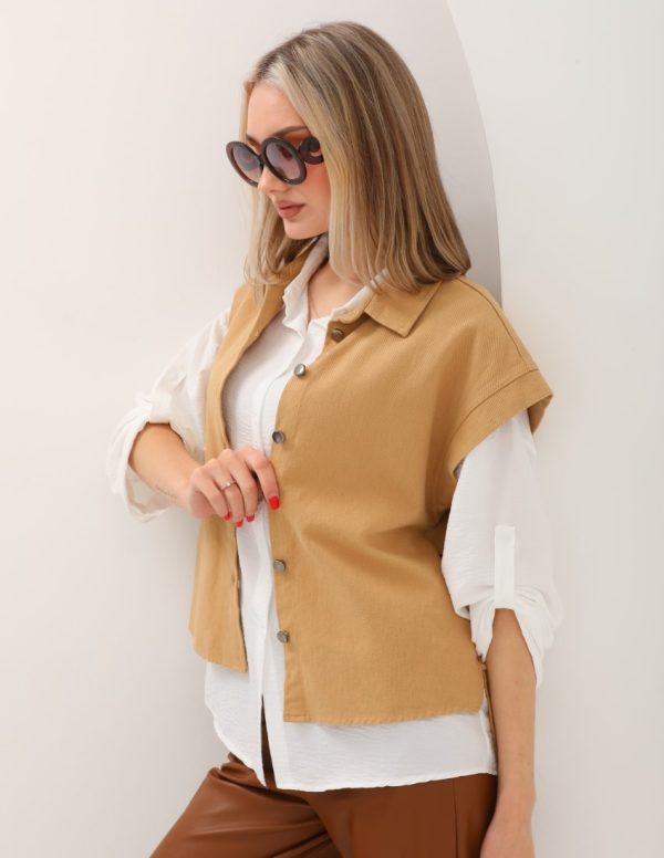 Düşük Kollu Yandan Bağcıklı Yelek