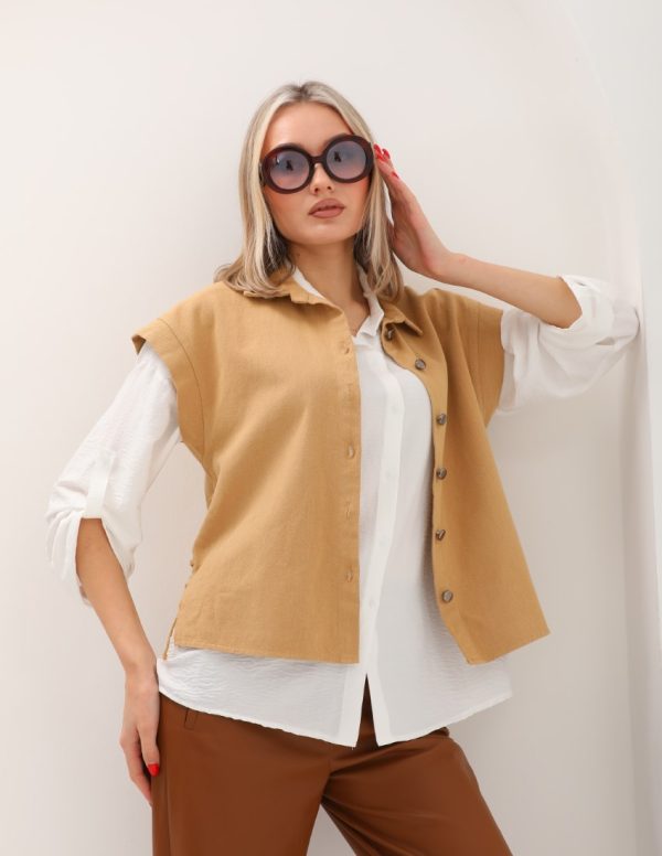 Düşük Kollu Yandan Bağcıklı Yelek