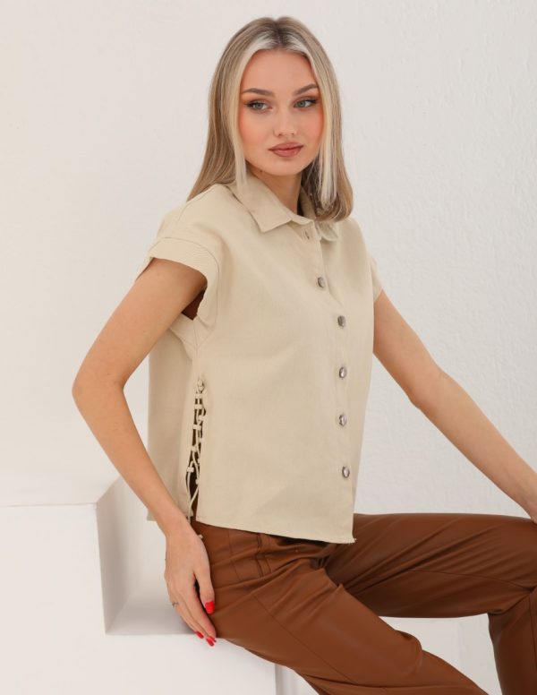 Düşük Kollu Yandan Bağcıklı Yelek