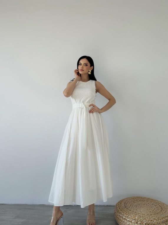 Kemer Detaylı Uzun Elbise