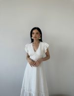 Kolları Fırfır Dantel Detaylı Elbise