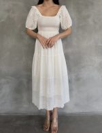 Kolları Ve Eteği Vual Güpür Detaylı Elbise