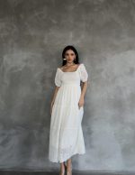 Kolları Ve Eteği Vual Güpür Detaylı Elbise