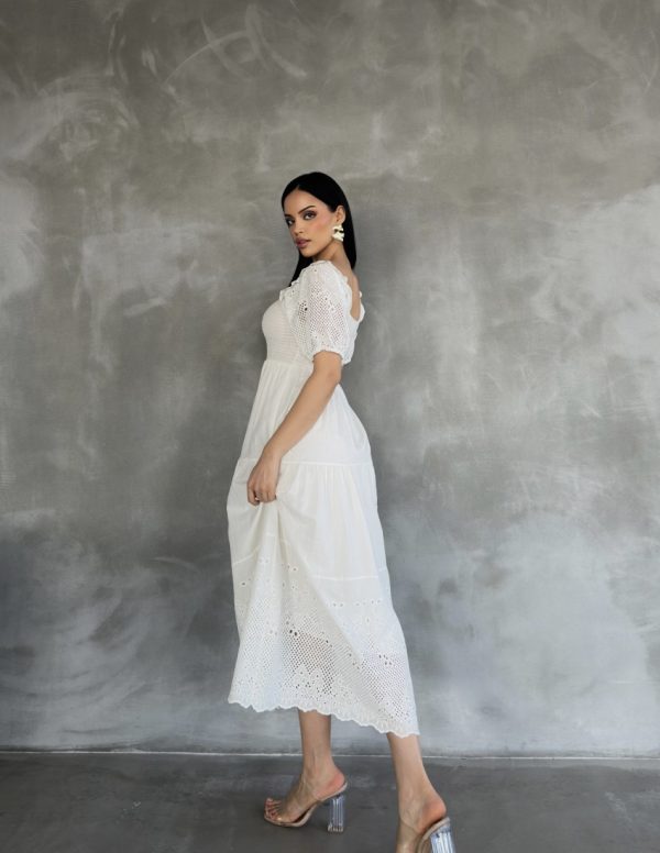 Kolları Ve Eteği Vual Güpür Detaylı Elbise