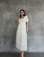 Kolları Ve Eteği Vual Güpür Detaylı Elbise