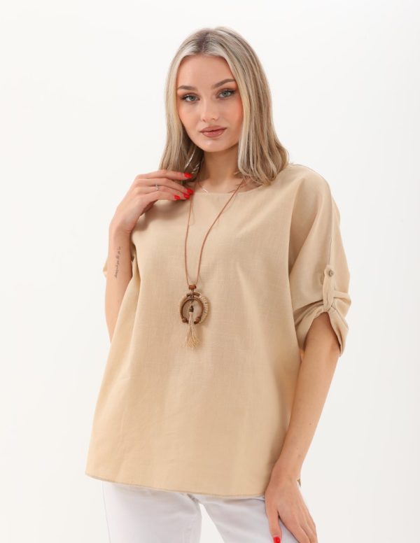 Kolyeli Yarasa Kollu Tunik