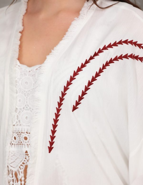 Nakış ve Püskül Detaylı Uzun Kimono