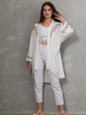 Nakış ve Püskül Detaylı Uzun Kimono (5)