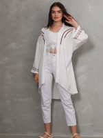 Nakış ve Püskül Detaylı Uzun Kimono