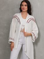 Nakış ve Püskül Detaylı Uzun Kimono
