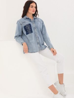 Omuz ve Cebi Taş Detaylı Gömlek