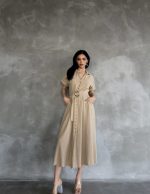 Önden Düğmeli Midi Boy Elbise