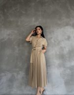 Önden Düğmeli Midi Boy Elbise