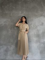 Önden Düğmeli Midi Boy Elbise